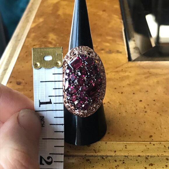 Natural Rhodolite Garnet Sterling Silver Cocktail Ring Size 7 - Picture 5 of 10